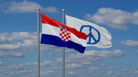 Croatia and Peace two flags Stock Footage 283450930