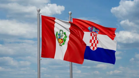 Croatia and Peru two flags Stock Footage 269133298