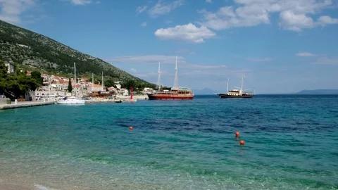 Croatia Brac Bol harbour Stock Footage 76325433