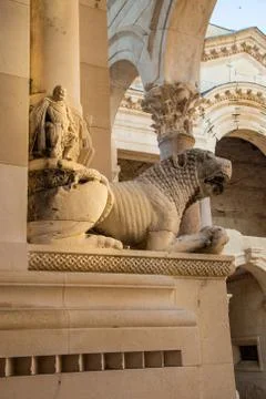 Croatia, city of Split, peristyle inside Diocletian Palace 스톡 사진