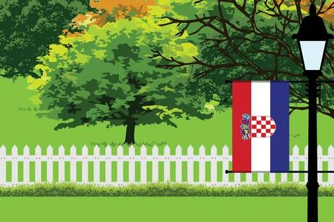 Croatia Day Trees Lamp Vector Illustration Stock Illustration