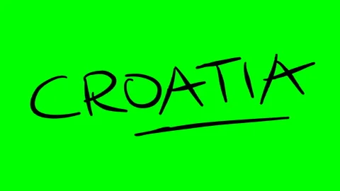 Croatia drawing text on green background Stock Footage 128892918