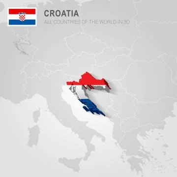 Croatia drawn on gray map. Stock Illustration