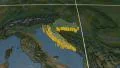 Croatia extruded. Blue Marble. Graticule. 4k or 4k+ Resolution