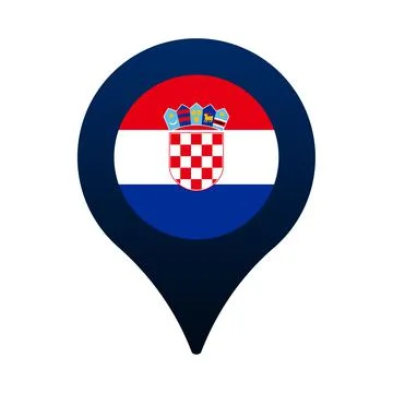 Croatia flag and map pointer icon. National flag location icon vector design, Stock Illustration