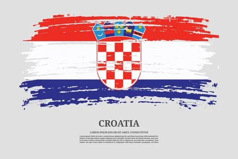 Croatia flag with brush stroke effect and information text poster, vector Illustrazione stock
