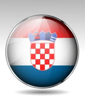 Croatia flag button Stock Illustration