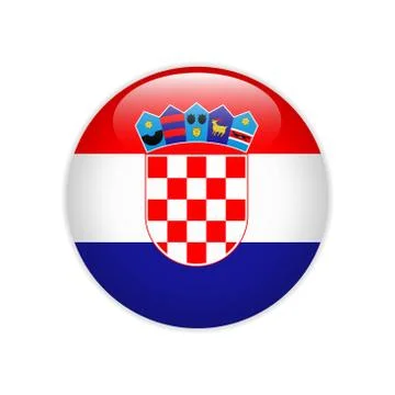 Croatia flag on button Stock Illustration