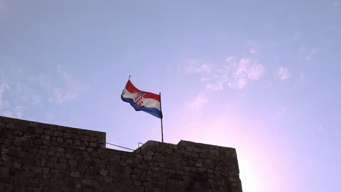 Croatia flag flying in the wind Stock Footage 98014970