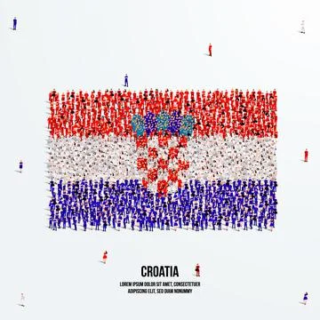Croatia Flag. A large group of people form to create the Croatian flag. Stock Illustration