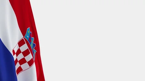 Croatia Flag on Left Side, Waving National Symbol with Copy Space Vídeos de archivo 336440774