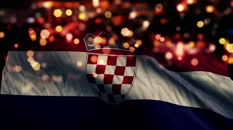Croatia Flag Light Night Bokeh Abstract Loop Animation 4K Stock Footage 47565945