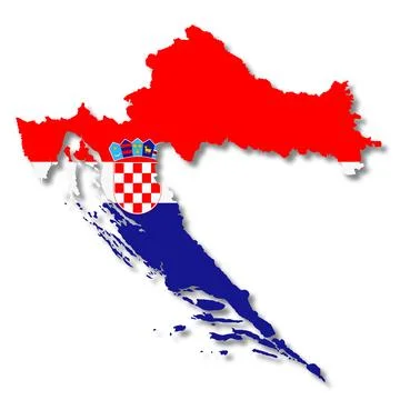 Croatia flag map on white background 3d illustration with clipping path Stock Illustration