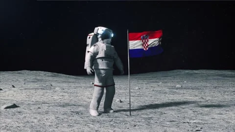 Croatia flag on Moon Stock Footage 168335434