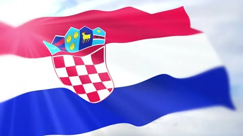 Croatia Flag Seamless Loop 4k 60fps on Sky Background Stock Footage 340624036