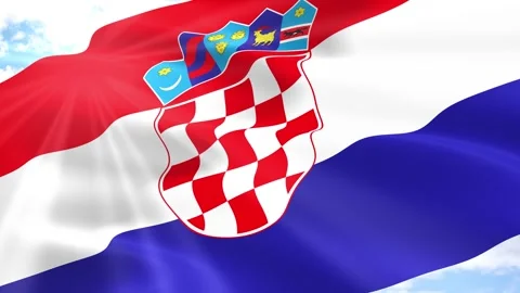 Croatia Flag Seamless Loop 4k 60fps on Sky Background Stock Footage 341558428