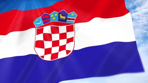 Croatia Flag Seamless Loop 4k 60fps on Sky Background Stock Footage 341672061