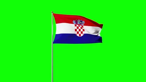 Croatia flag wave on green background Stock Footage 247716594