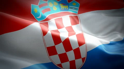 Croatia Flag Wave Loop waving in wind. Realistic Croatian Flag background Stock Footage 100023108