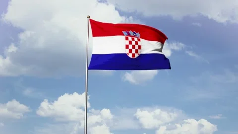 Croatia flag wave on sky background for commercial usage Stock Footage 247716593