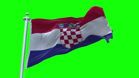 Croatia Flag Waving in Loopable and Textured green screen background Stock Footage 296876591