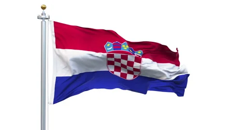 Croatia flag waving looping with transparent background. Stockbeeldmateriaal 312328362