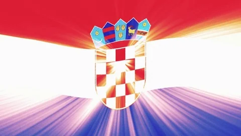 Croatia flag waving seamless loop with sun light rays new quality unique Stock Footage 80225680