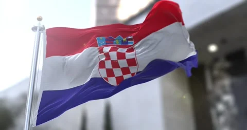 Croatia-flag-waving-seamless-loop-4k-60fps Stock Footage 331153416