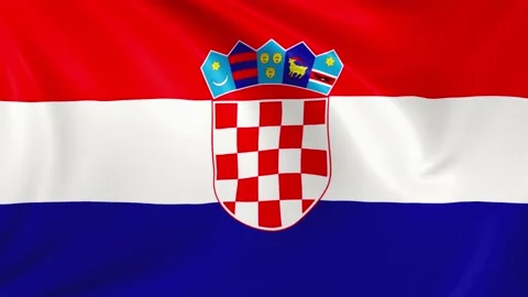 Croatia flag waving in the wind with high quality texture in 4K Vídeo Stock 130830342
