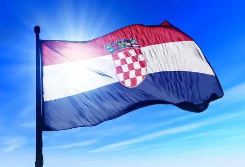 Croatia flag waving on the wind Stock Illustration