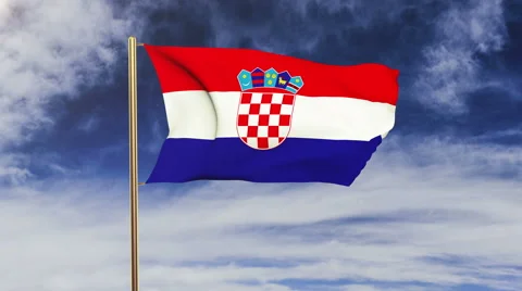 Croatia flag waving in the wind. Looping sun rises style.  Animation loop. Green Video stock 47887703