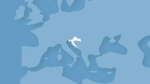 Croatia Highlighted on World Map Animation, Country Location Reveal Stock Footage 339273171