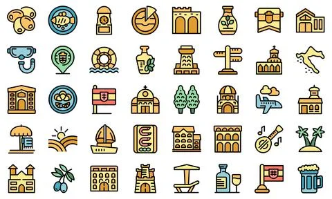 Croatia icons set vector flat Stock Illustration