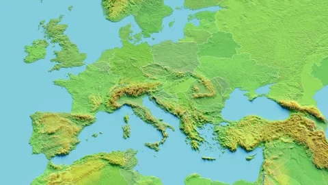 Croatia Map 3D animated with Borders Video stock 348519522
