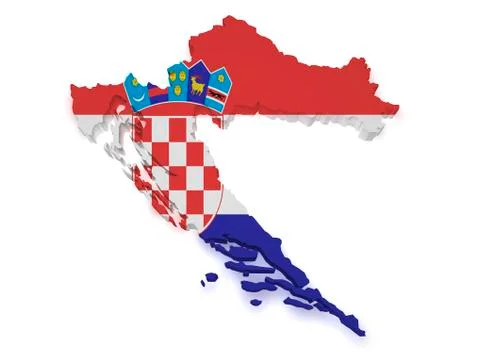 Croatia map 3d shape Stock Illustration