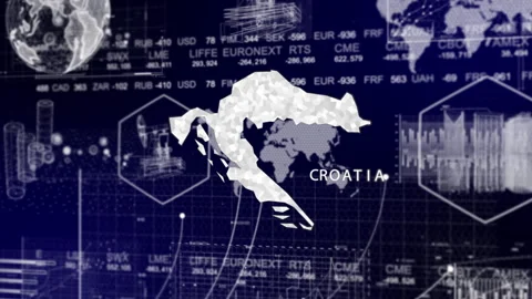 Croatia Map Animation Loop | Growth, GDP, Oil Economy &amp; Development Insights Stock Footage 331577410