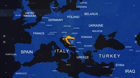 Croatia Map Black and Blue Breaking News Style Stock Footage 291681326