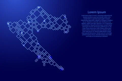 Croatia map from blue pattern from a grid of squares Illustrazione stock