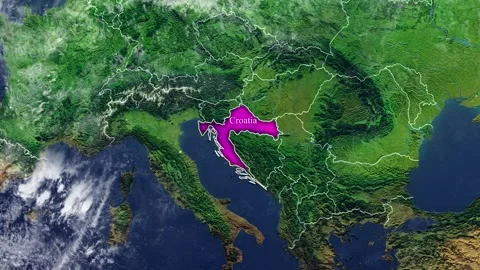 CROATIA Map With Borders Stock Footage 318672552