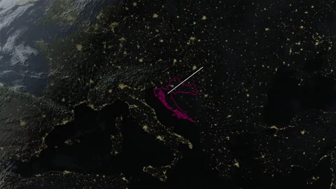 Croatia map on Earth at night Stock Footage 292742261
