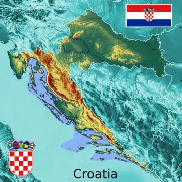 Croatia map flag coat Stock Illustration