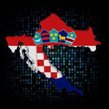 Croatia map flag on hex code illustration Stock Illustration