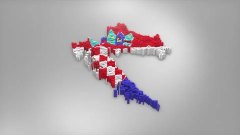 Croatia Map with Flag Intro Background Stock Footage 315161934