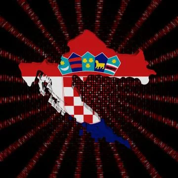 Croatia map flag on red hex code burst illustration 库存插图