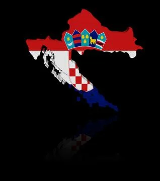 Croatia map flag with reflection illustration Stock Illustration