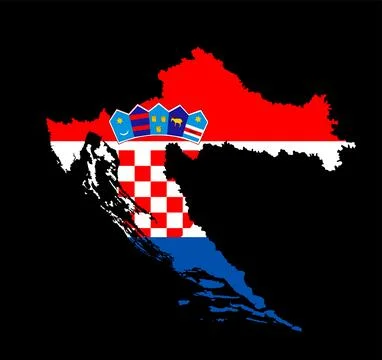 Croatia map flag vector silhouette illustration isolated on black イラスト素材