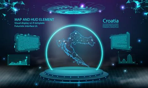 Croatia map light connecting effect background. abstract digital technology.. Stock Illustration