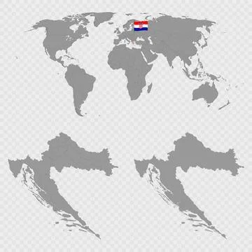 Croatia Map Set with World Location. Stock Illustration