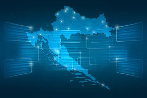 Croatia Map World map News Communication blue Illustrazione stock