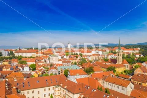 Croatia, panoramic view on Upper town in Zagreb Stock Photos